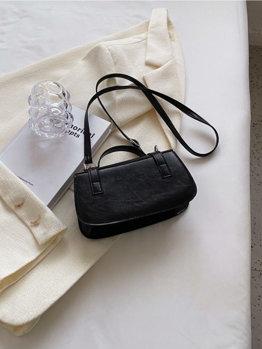 Buckle Design Satchel Bag Minimalist Square Bag