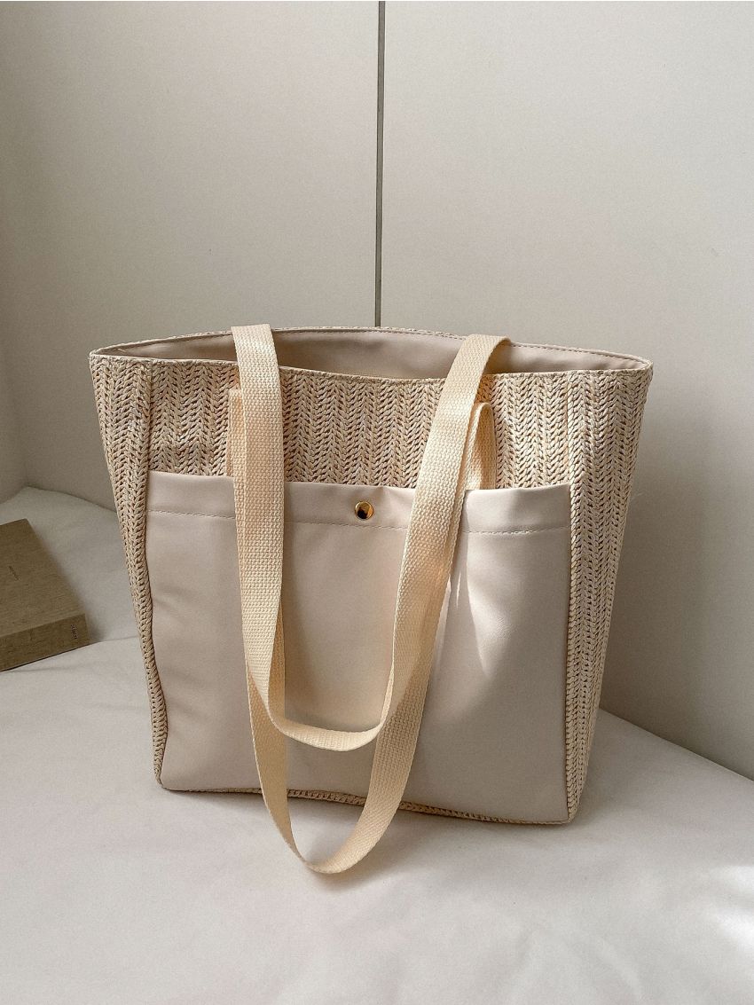 Two Tone Straw Bag