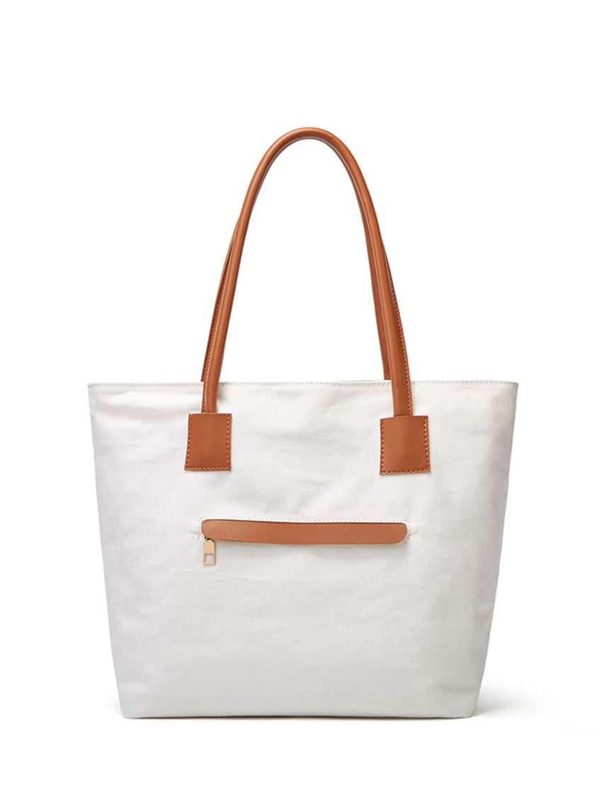Two Tone Large Capacity Shoulder Tote Bag