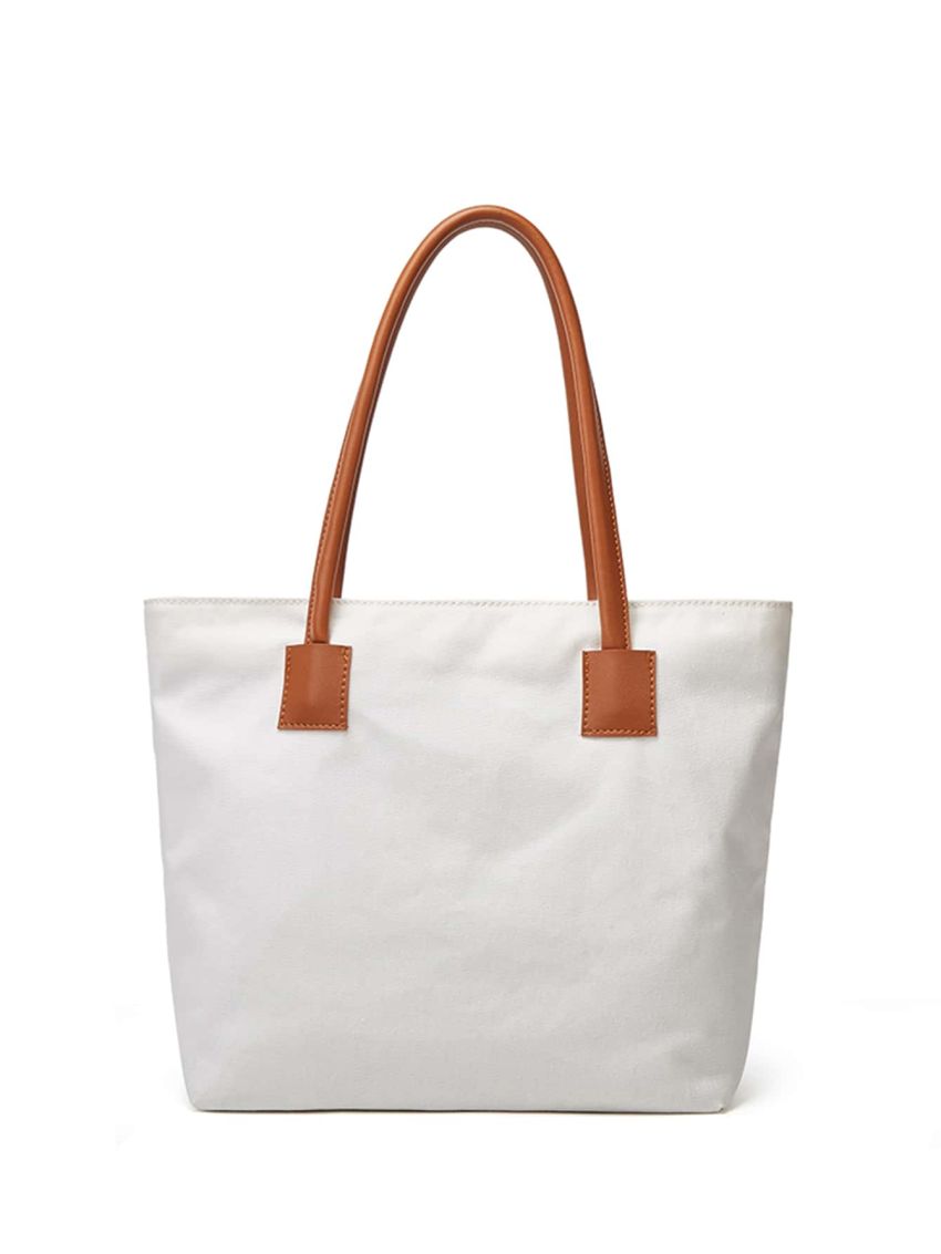 Two Tone Large Capacity Shoulder Tote Bag