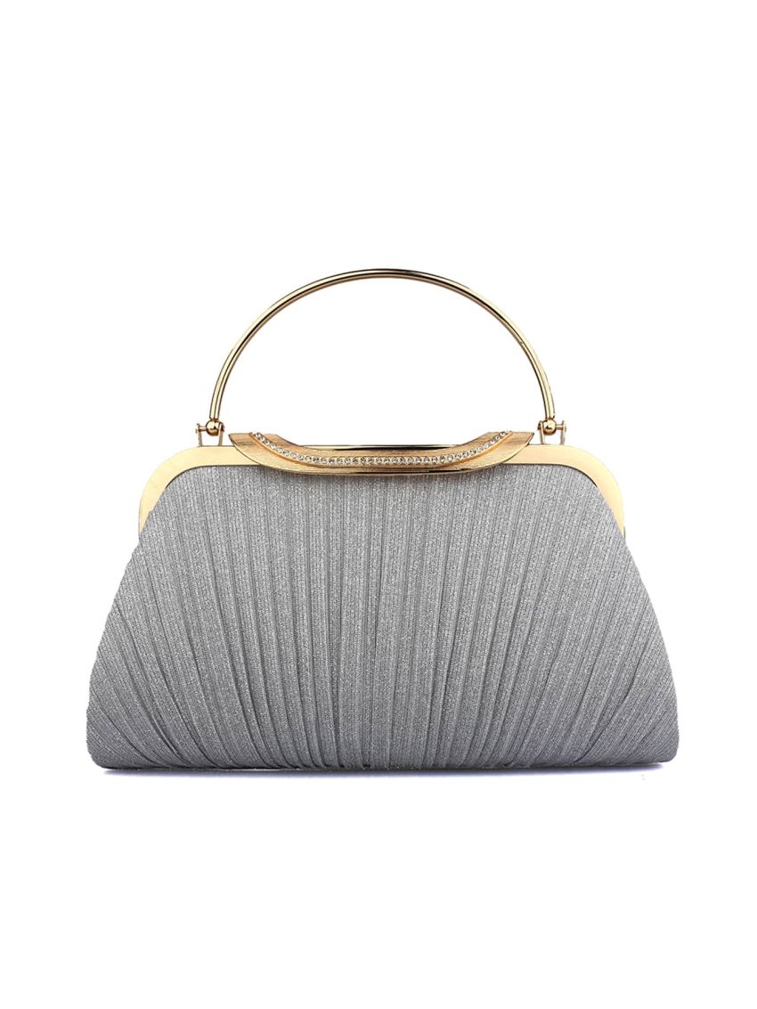 Metallic Rhinestone Decor Glitter Chain Ruched Bag