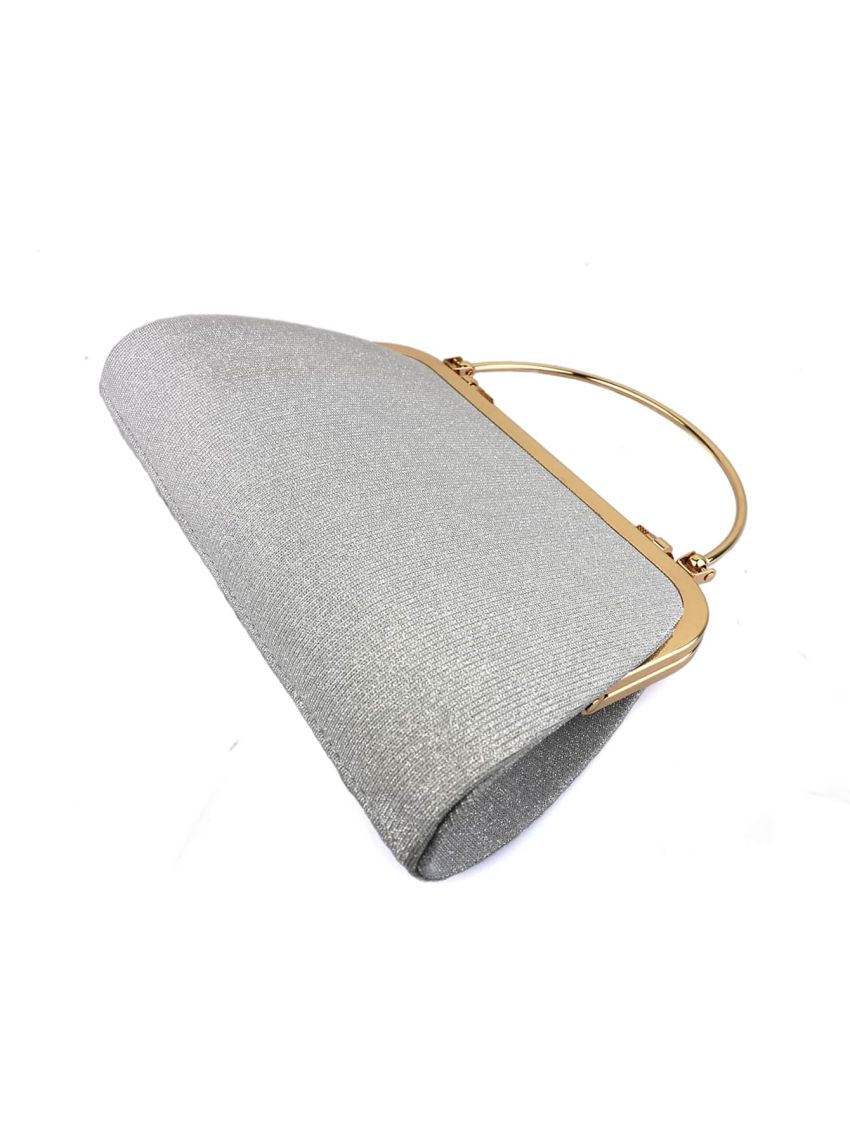 Metallic Rhinestone Decor Glitter Chain Ruched Bag