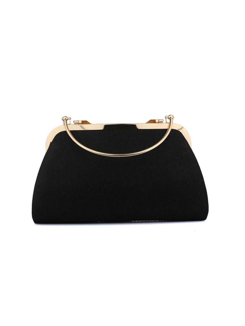 Metallic Rhinestone Decor Glitter Chain Ruched Bag