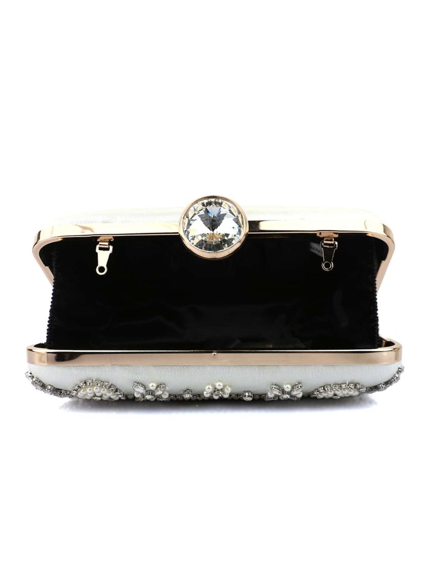 Mini Rhinestone & Faux Pearl Decor Box Bag