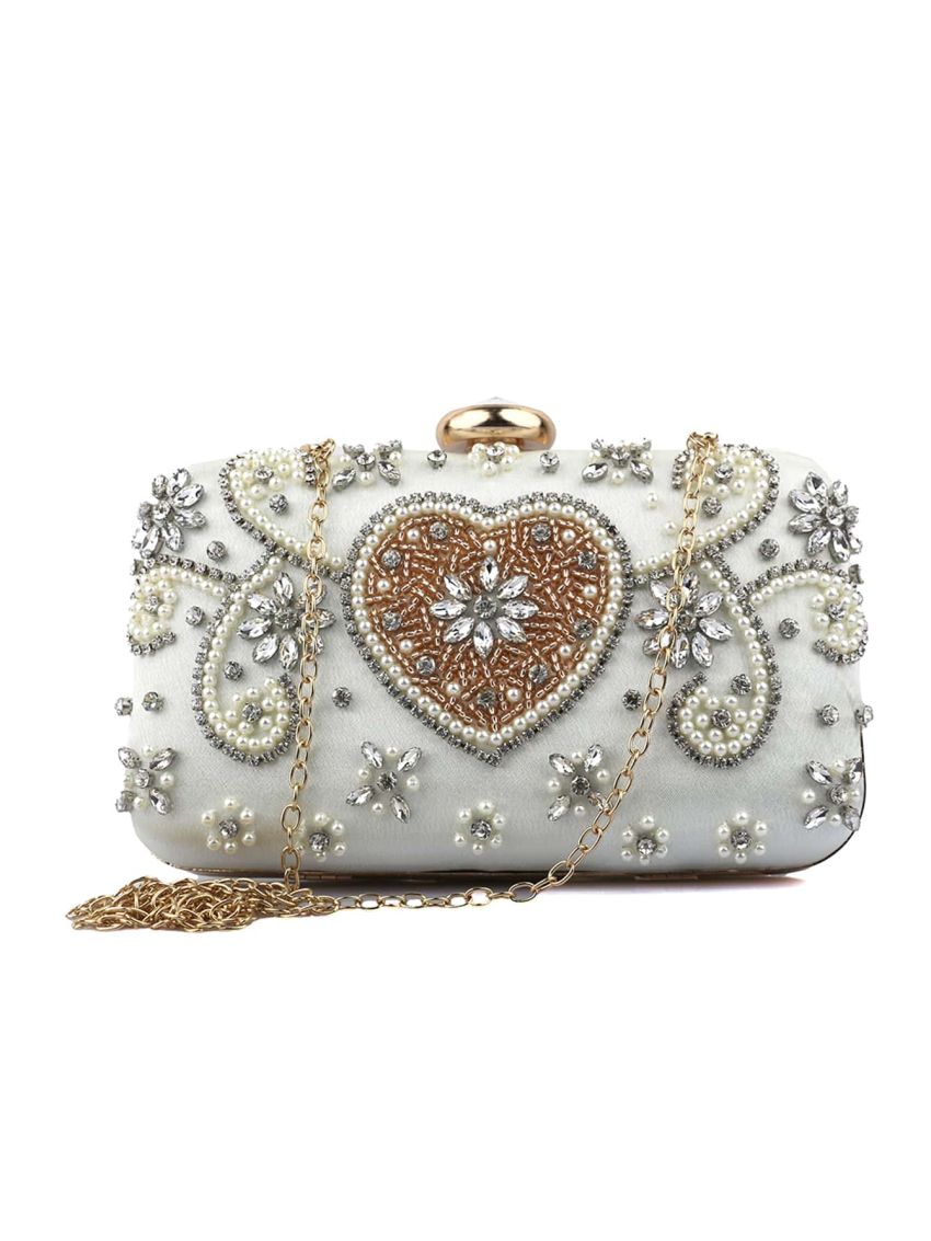 Mini Rhinestone & Faux Pearl Decor Box Bag