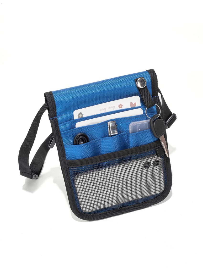Mini Mesh Panel Contrast Binding Flap Bag