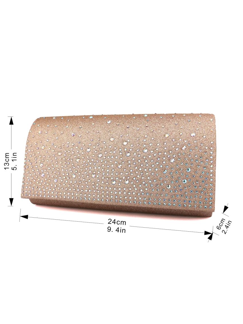 Rhinestone Decor Glitter Flap Envelope Bag