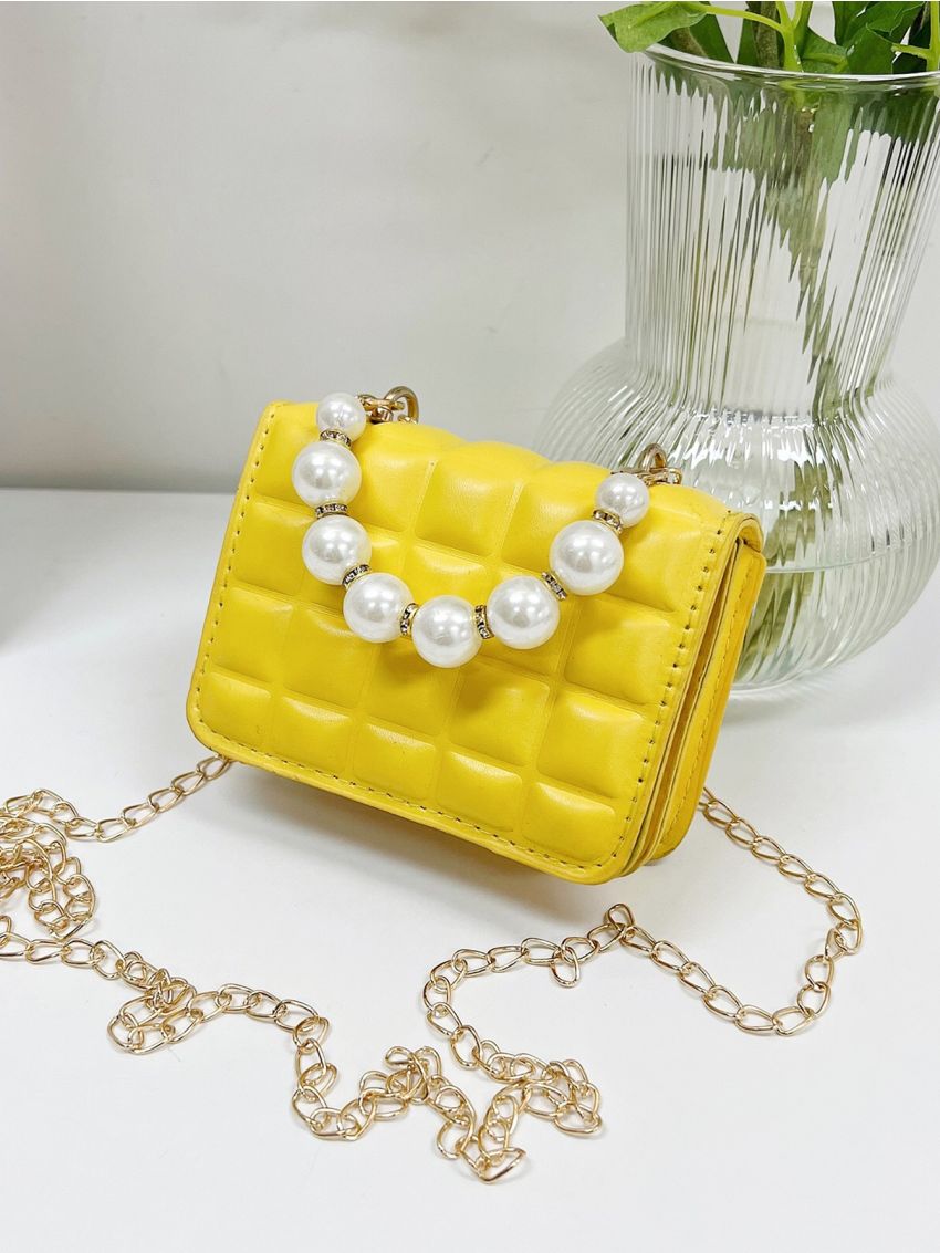 Mini Faux Pearl Decor Square Bag