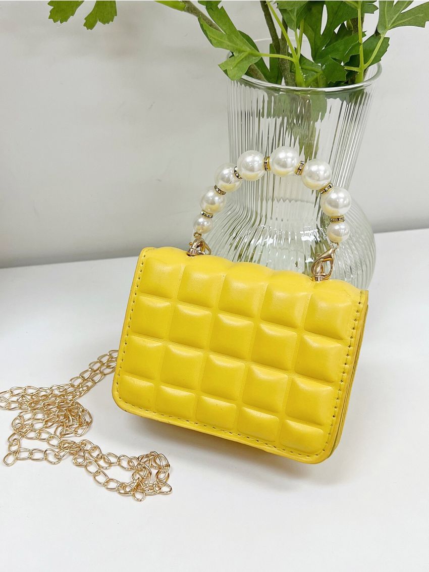 Mini Faux Pearl Decor Square Bag