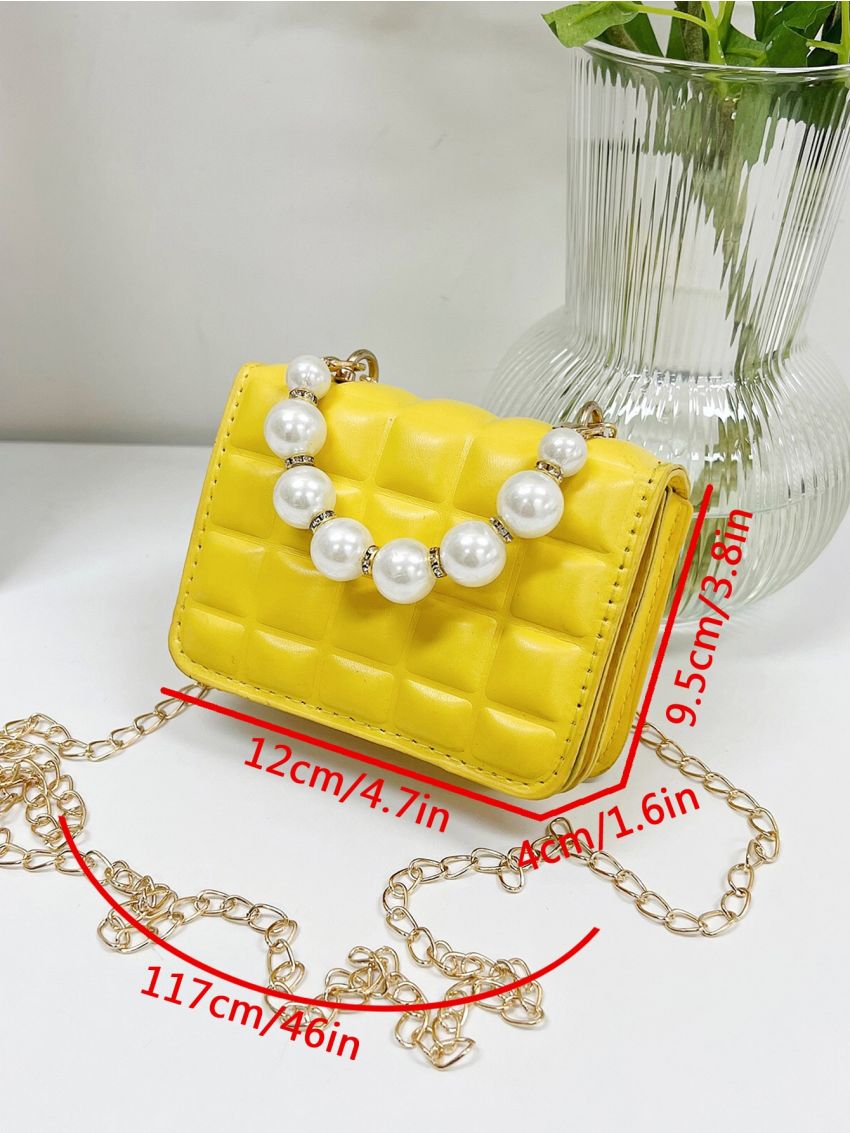 Mini Faux Pearl Decor Square Bag