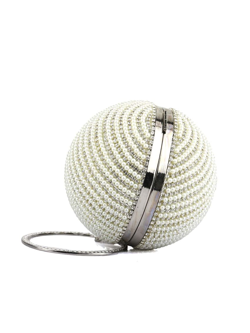 Mini Rhinestone & Pearl Decor Circle Bag