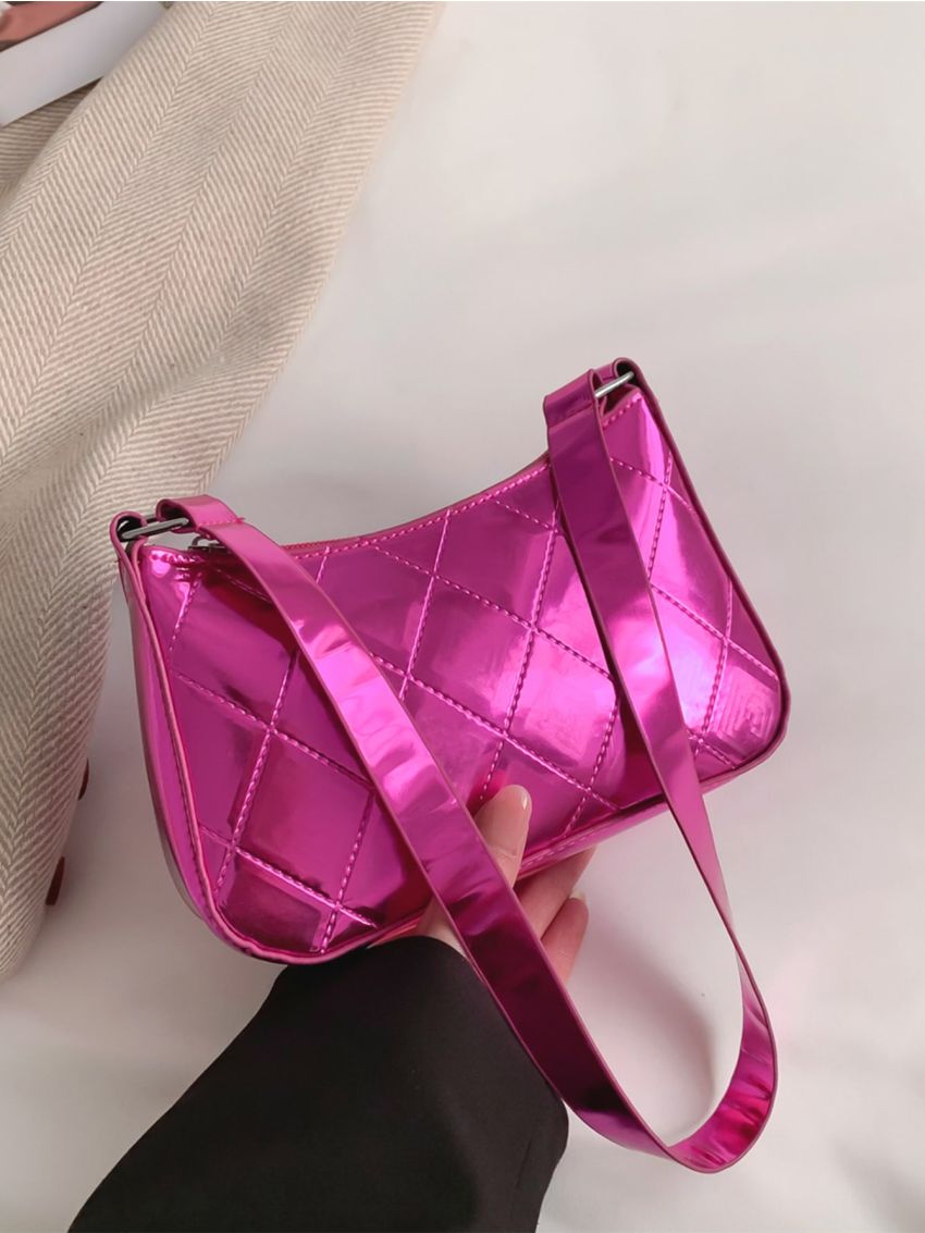 Mini Metallic Quilted Hobo Bag