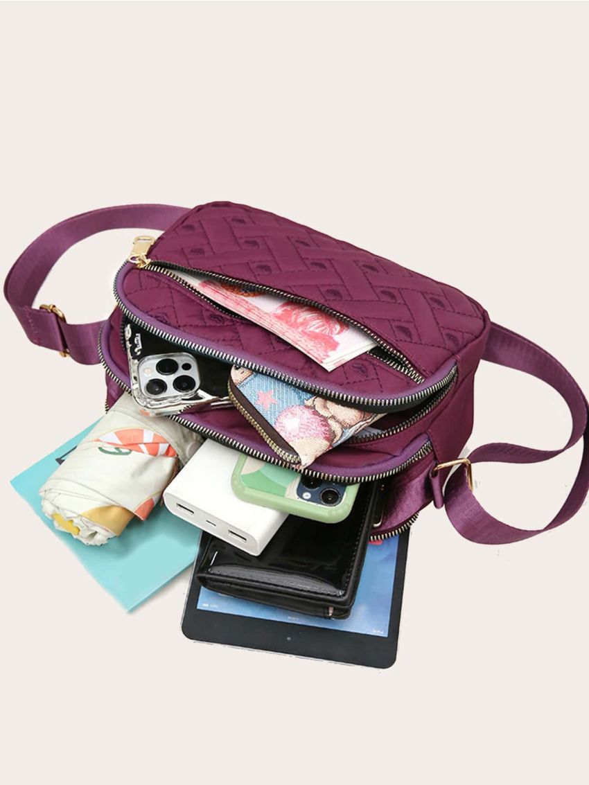 Heart Embroidered Quilted Detail Square Bag