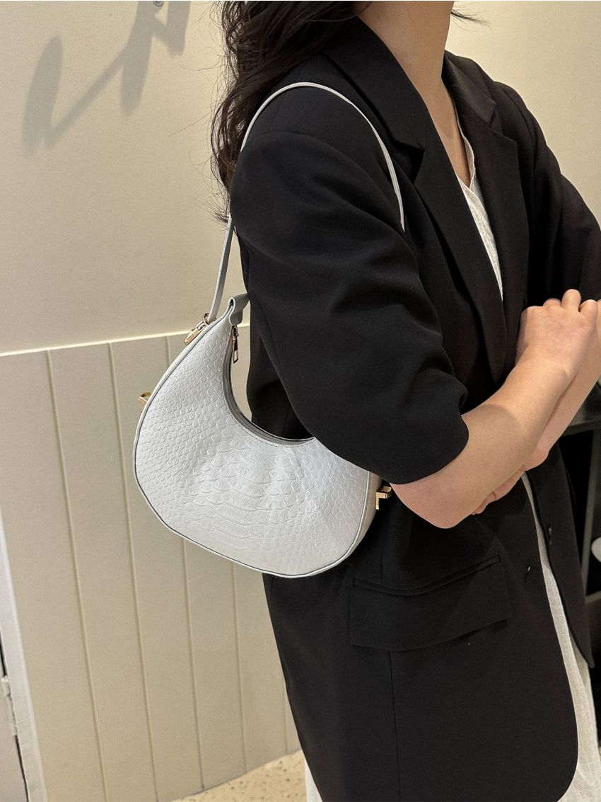 Snakeskin Embossed Hobo Bag