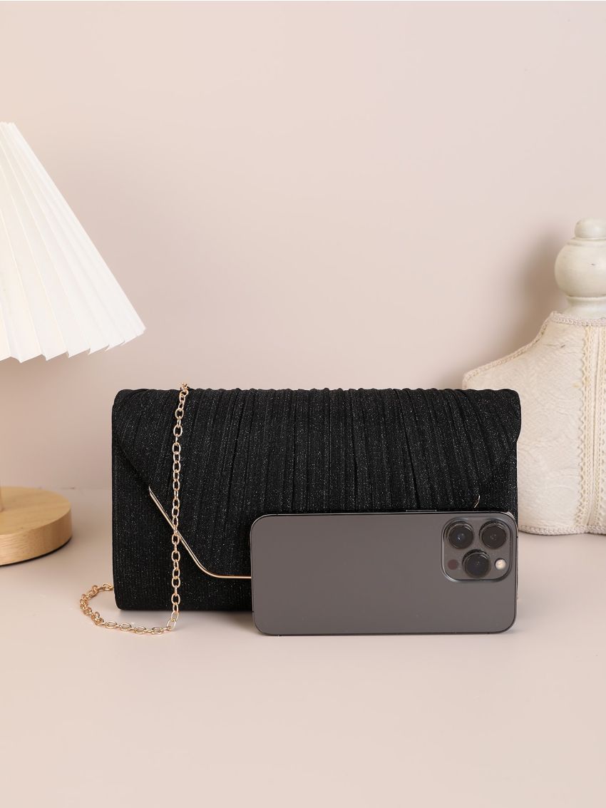 Glitter Flap Chain Envelope Bag