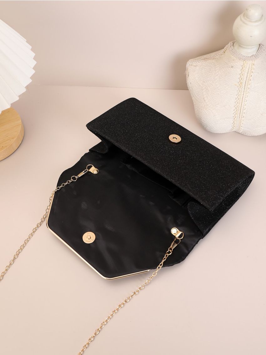 Glitter Flap Chain Envelope Bag