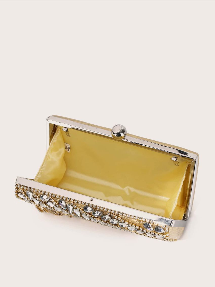 Rhinestone Decor Chain Box Bag