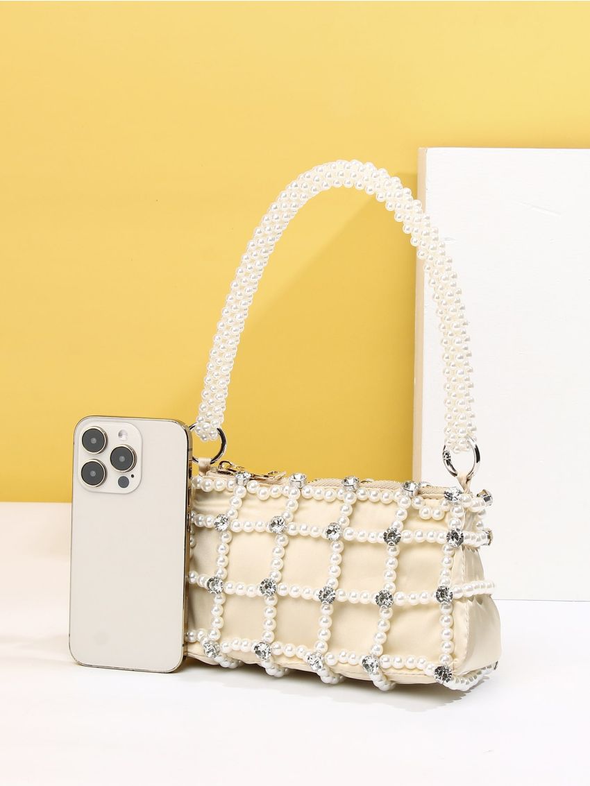 Faux Pearl Decor Shoulder Bag