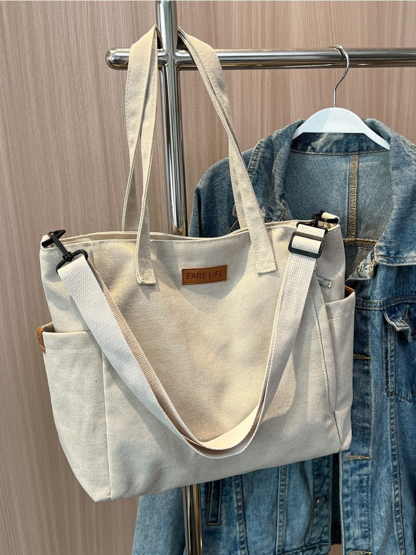 Letter Patch Decor Shopper Bag