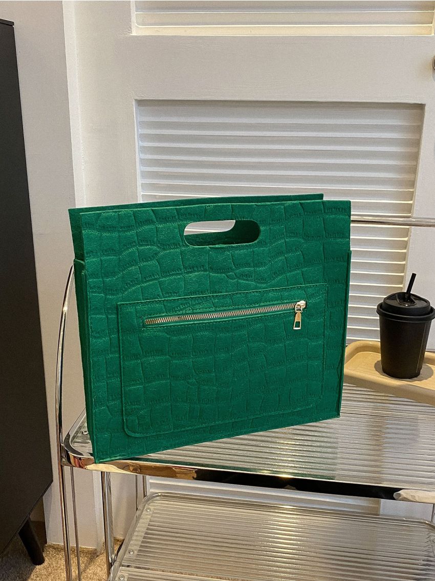 Crocodile Embossed Square Bag