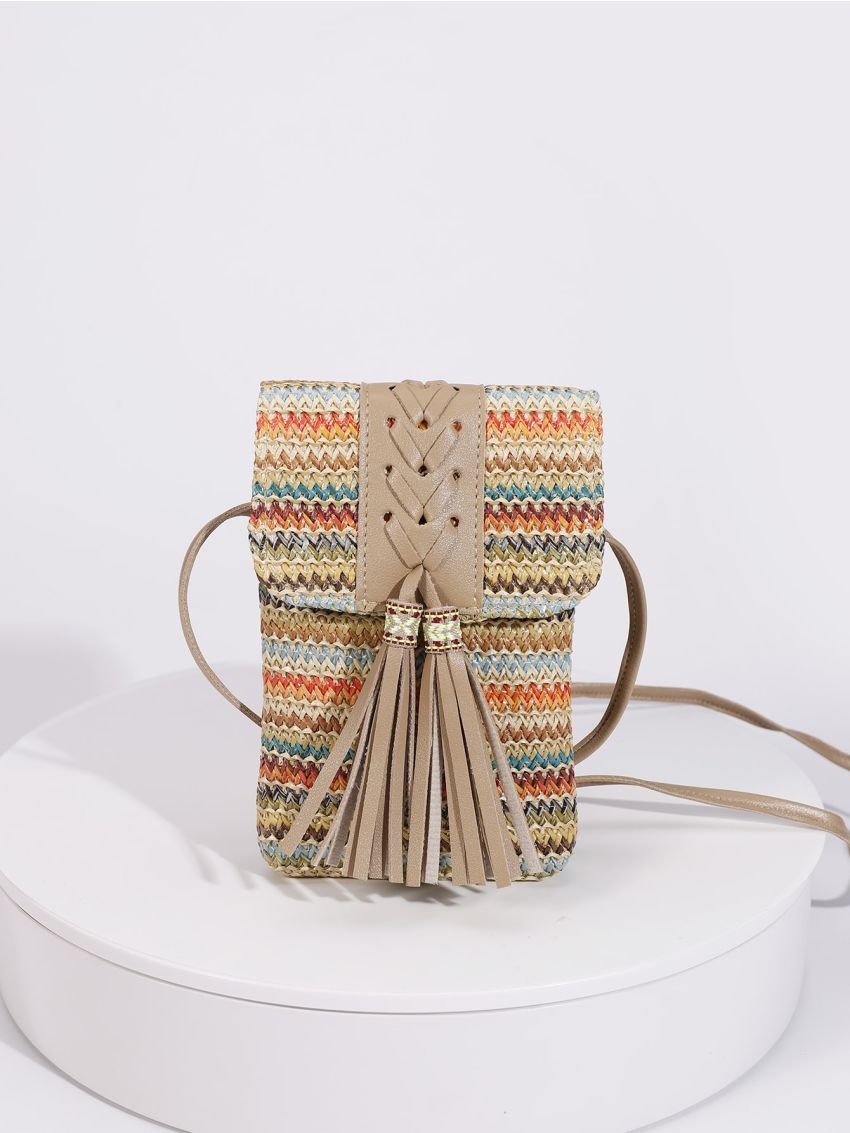 Mini Tassel Decor Straw Bag