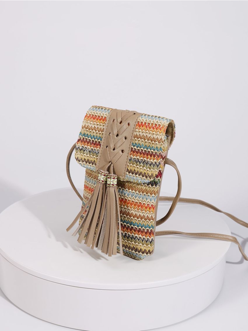 Mini Tassel Decor Straw Bag
