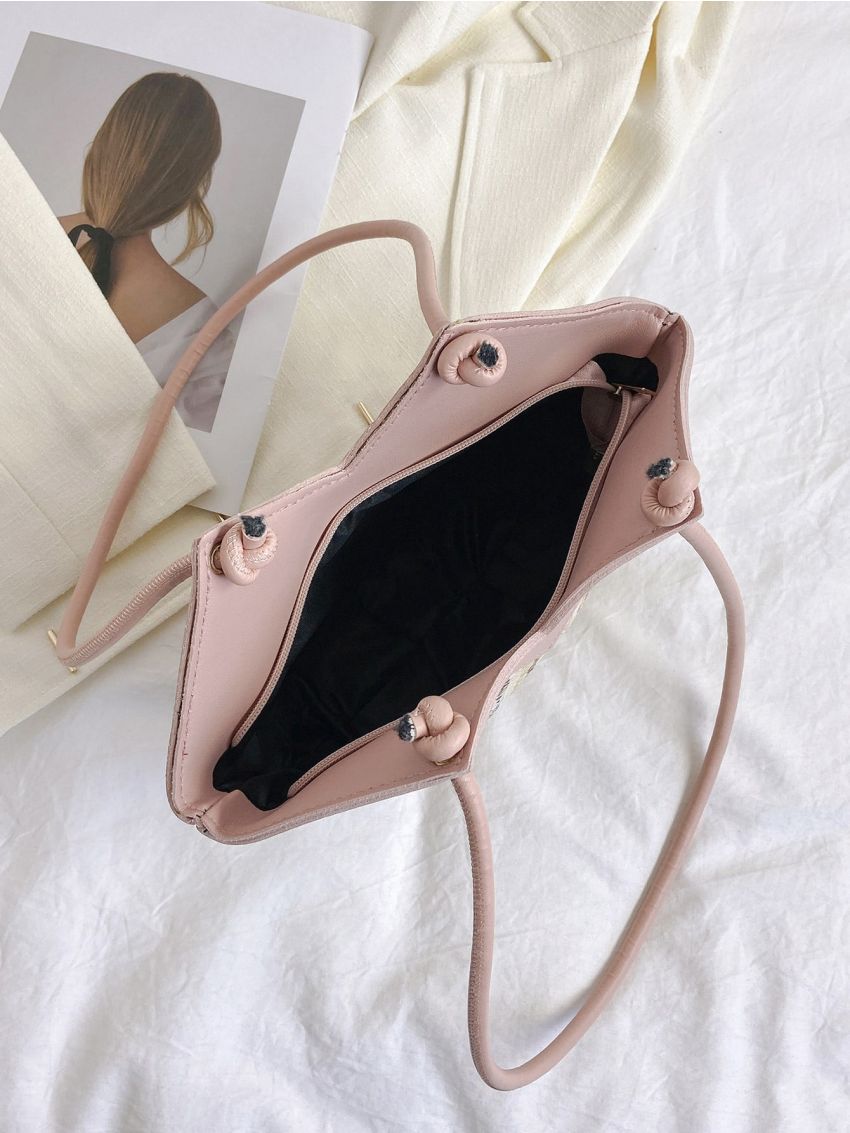 Colorblock Straw Bag