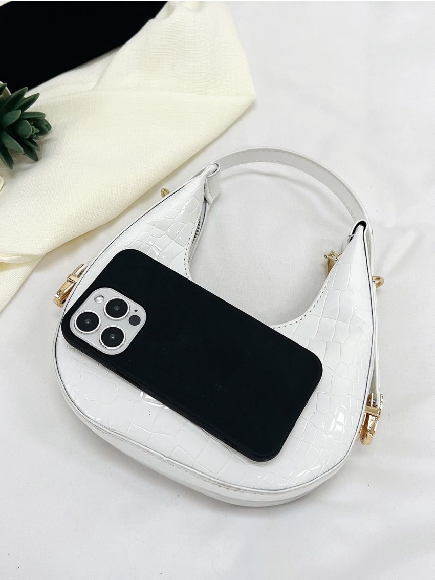 Mini Crocodile Embossed Hobo Bag