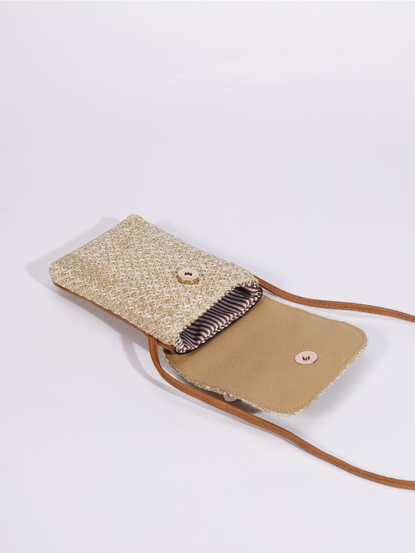 Mini Flower Decor Flap Straw Bag