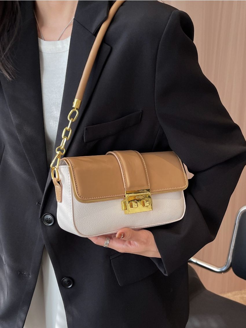 Two Tone Flap Square Bag