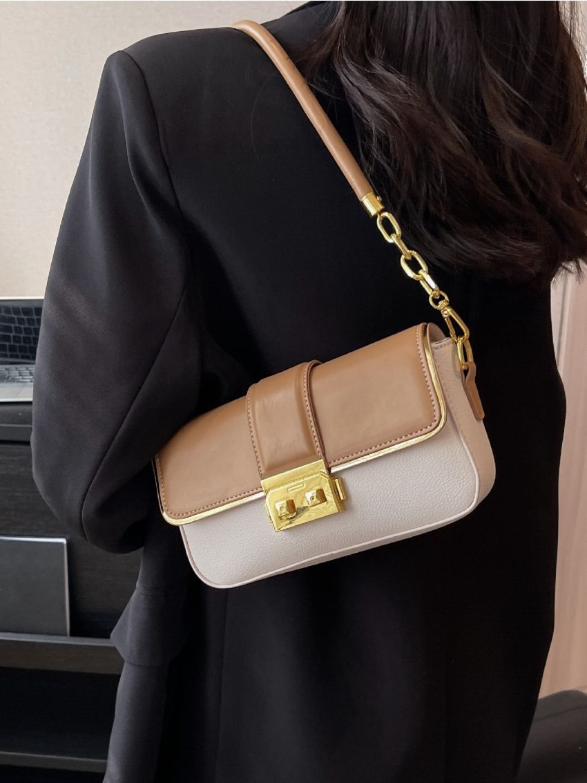 Two Tone Flap Square Bag