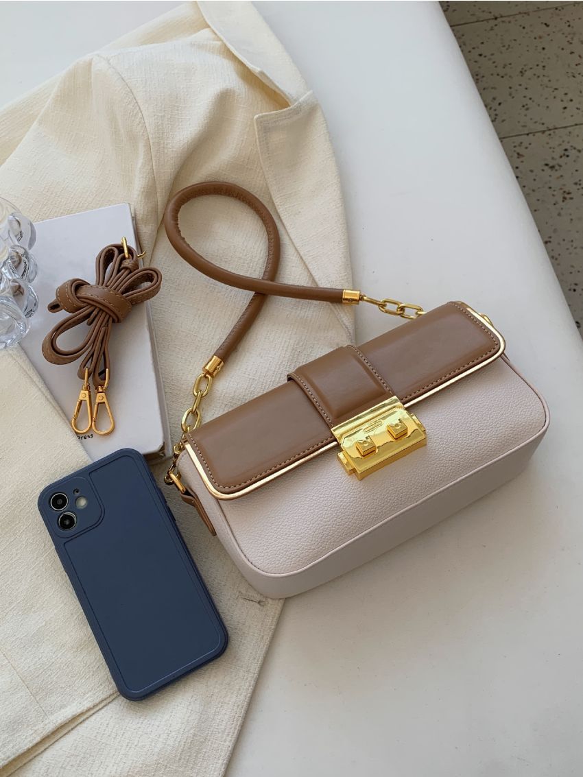 Two Tone Flap Square Bag