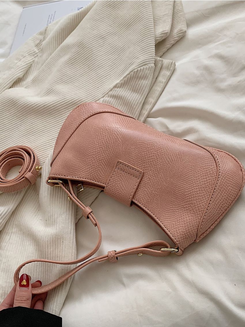 Buckle Decor Baguette Bag