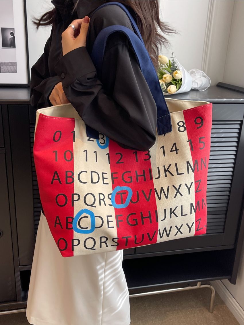 Colorblock Shopper Bag Fashion Tote Bag