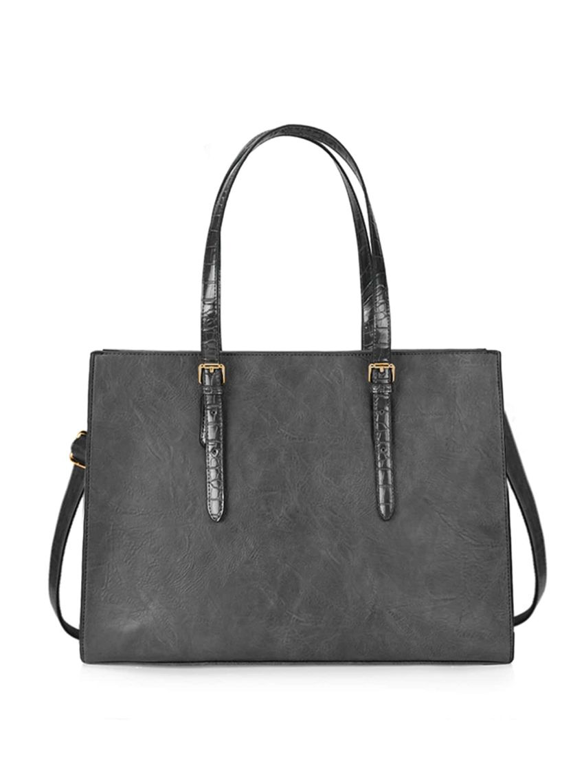 Braided Detail Shoulder Tote Bag With Square Bag