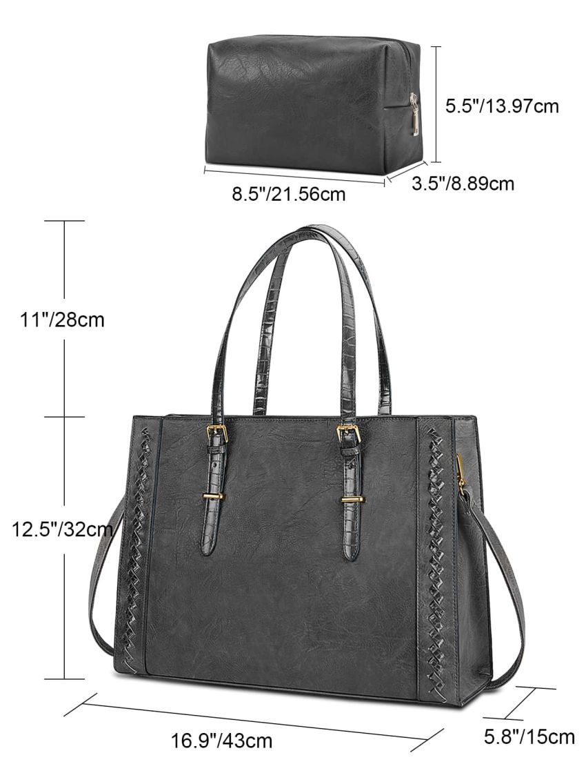 Braided Detail Shoulder Tote Bag With Square Bag