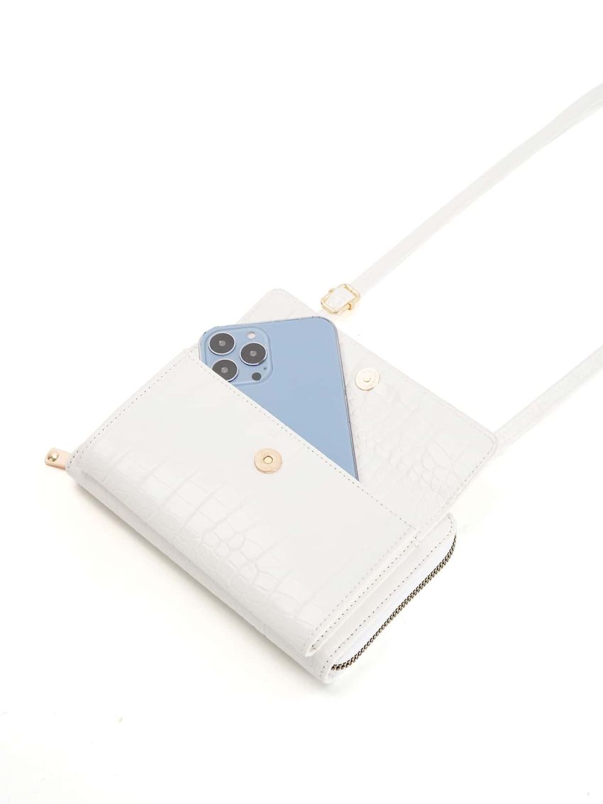 Crocodile Embossed Flap Phone Wallet