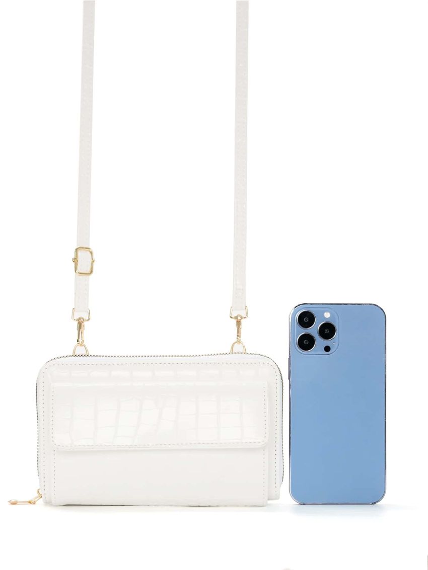 Crocodile Embossed Flap Phone Wallet