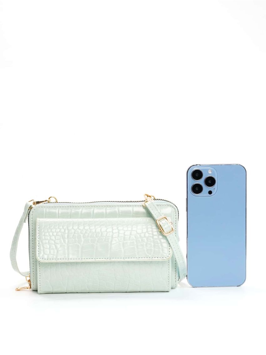 Crocodile Embossed Flap Phone Wallet