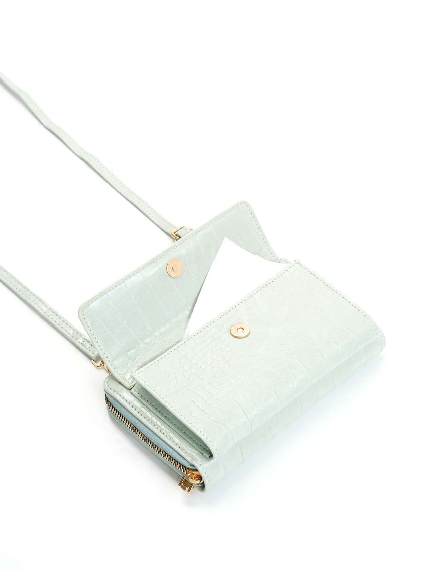 Crocodile Embossed Flap Phone Wallet