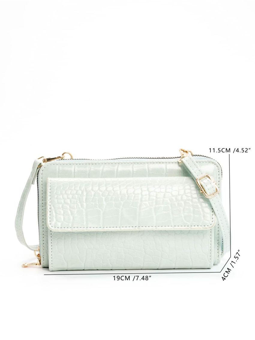 Crocodile Embossed Flap Phone Wallet