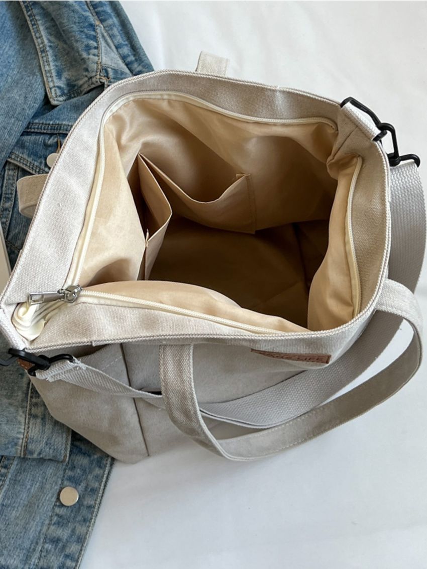 Letter Patch Decor Shopper Bag