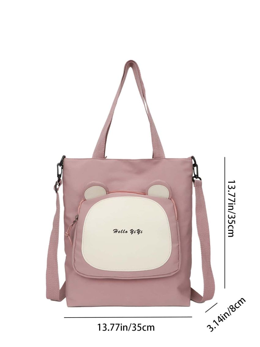 Letter Graphic Shoulder Tote Bag