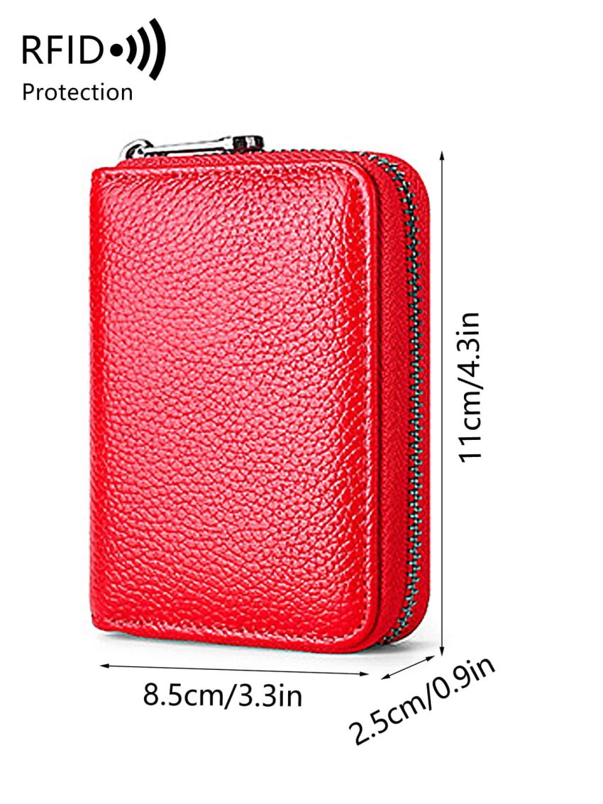 Genuine Leather Litchi Embossed Card Holder
