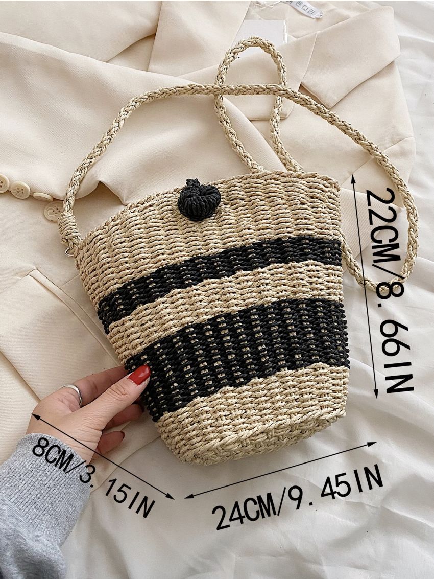 Two Tone Straw Bag