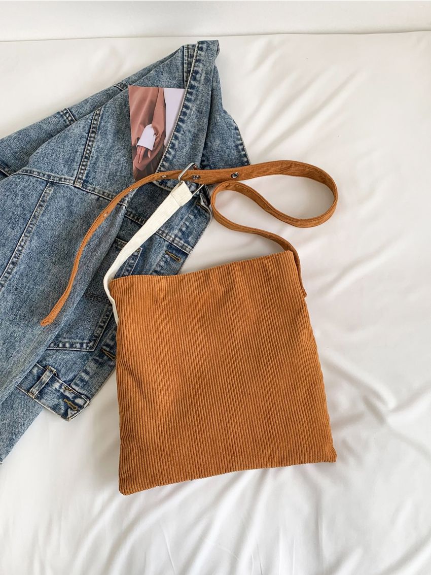 Colorblock Letter Patch Decor Hobo Bag