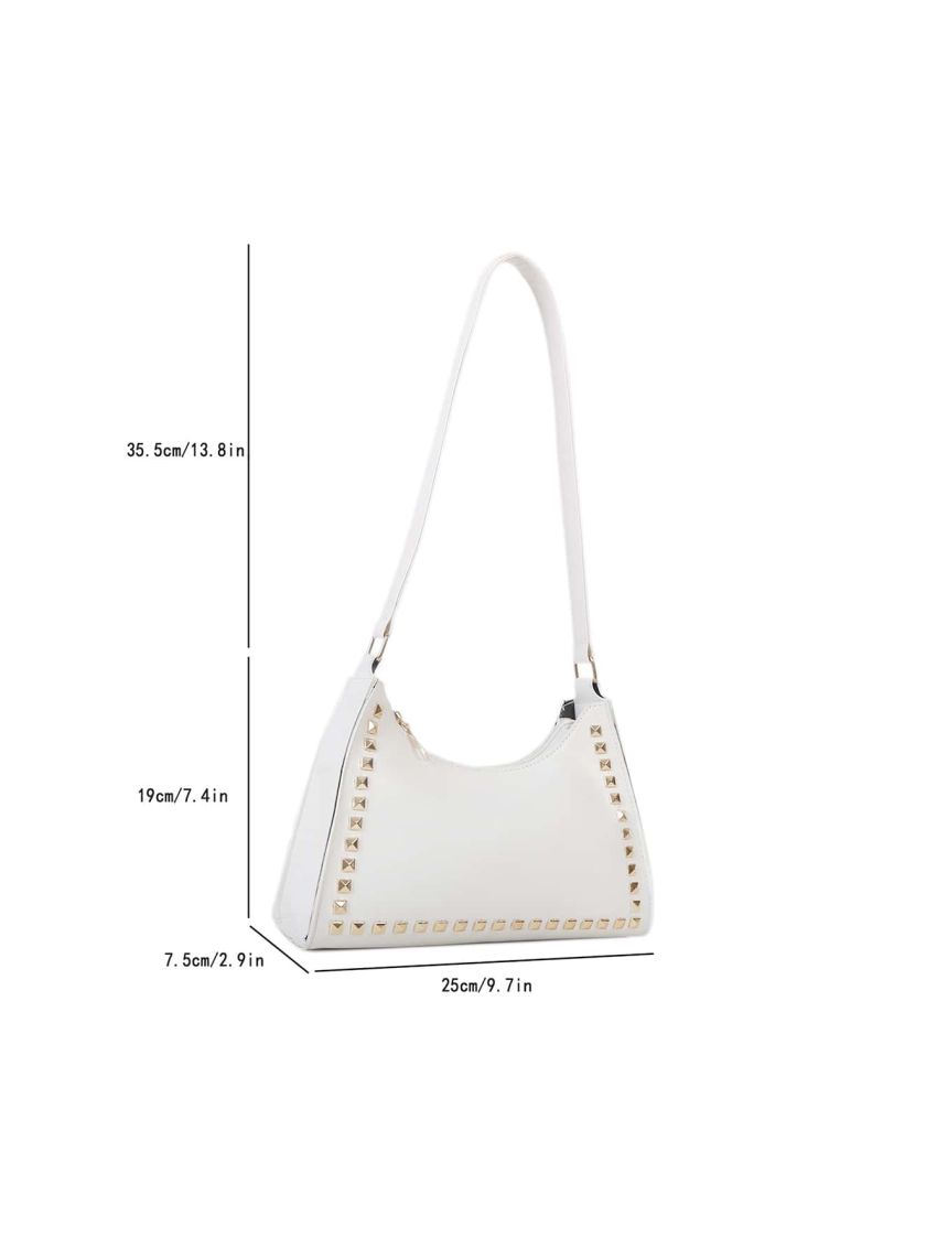 Studded Decor Baguette Bag