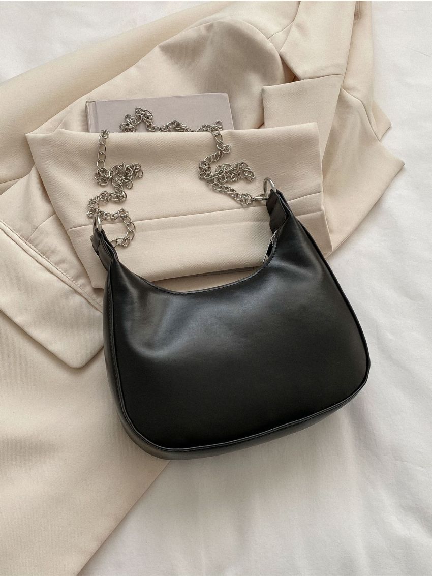 Studded Decor Hobo Bag Black Punk For Club