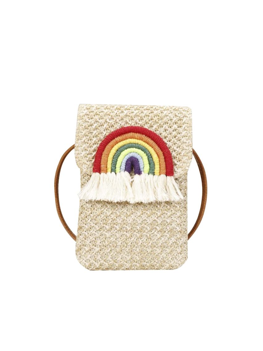 Rainbow Decor Straw Phone Wallet