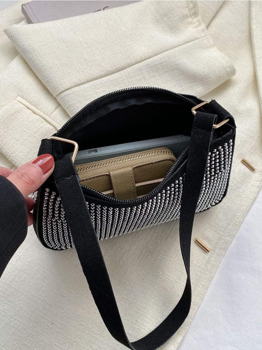 Studded Decor Hobo Bag Punk Style